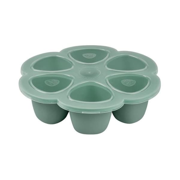 BEABA Multiportions i premiumkvalitetssilikon, värmebeständig, lufttätt lock, Tillverkad i Italien, 6x90 ml grön