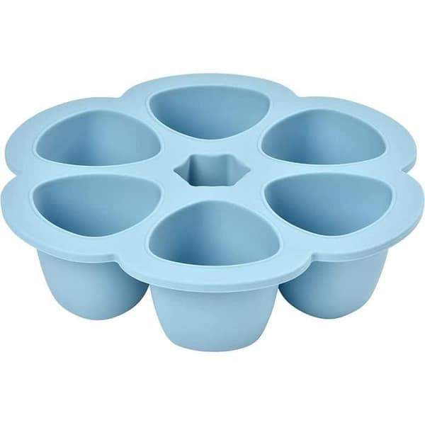 BEABA Multiportions i premiumkvalitets silikon, värmebeständig, lufttätt lock, Made in Italy, 6x90 ml blå