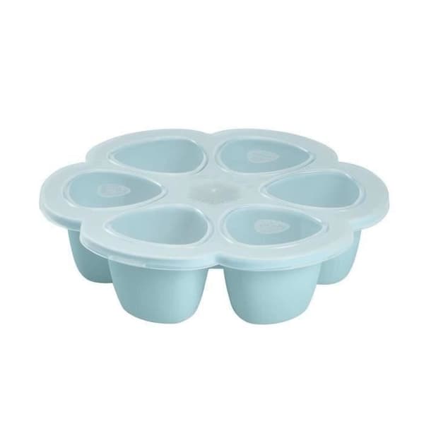 BEABA Multiportions i premiumkvalitets silikon, värmebeständig, lufttätt lock, Made in Italy, 6x90 ml blå