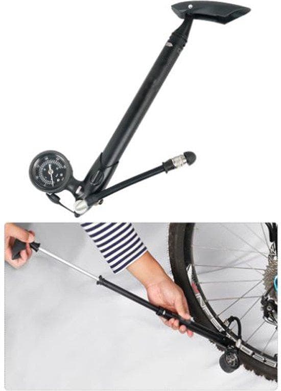 Cykelpump - Universal Hand Pump - inklusive tryckmätare - Liten pump med slang - Cykeldäck - Compact - Cyklar