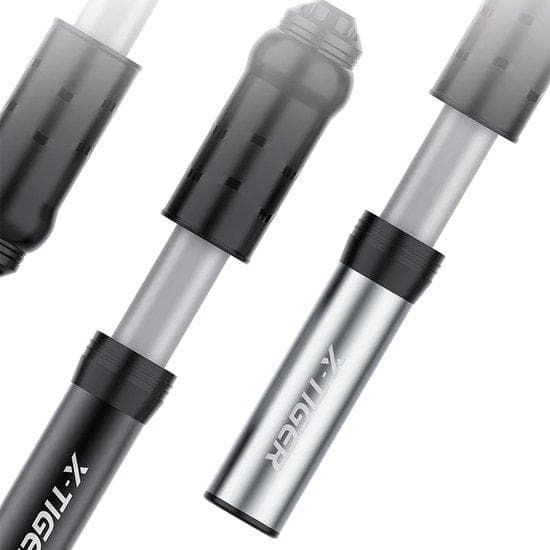 Aluminium Bicycle Pump - Compact & Portable - Bicycle Tire Pump - Portable Tire Pump - 100 PSI Lufttryck - Schrader & Presta - Svart