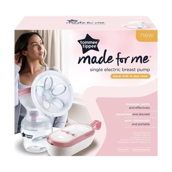 Tommee Tippee, elektrisk bröstpump gjord för mig, laddningsbar av USB, tyst och transportabel, flaska ingår