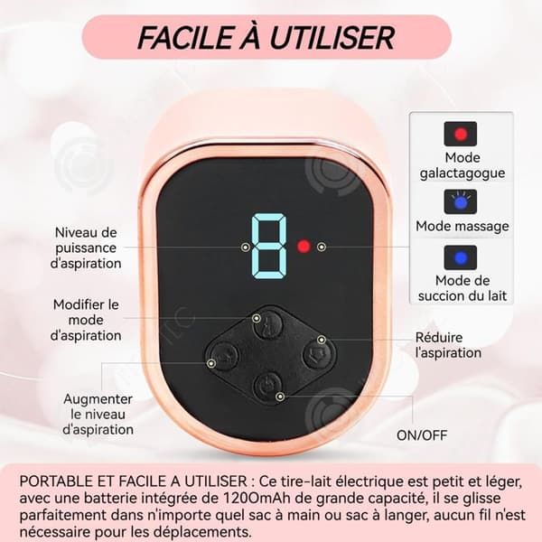 INN Bröstpump 180 ml diameter 2,8 cm vidvinkel 106 grader bärbar silikon mjuk justering multi-nivå massage och bröstpump