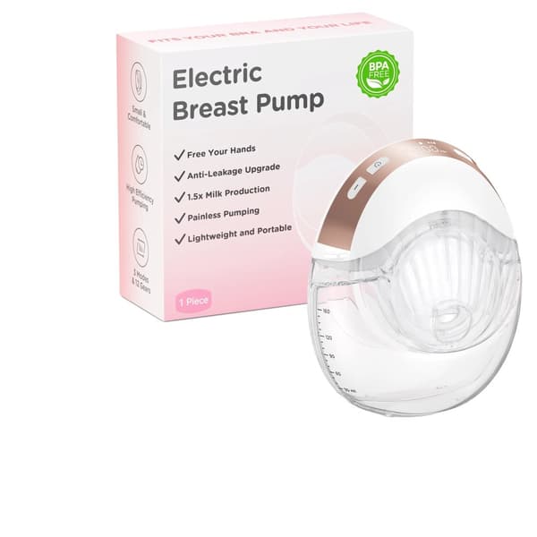 Bärbar elektrisk bröstpump, handsfree-användning, smärtfri pumpning,1 st