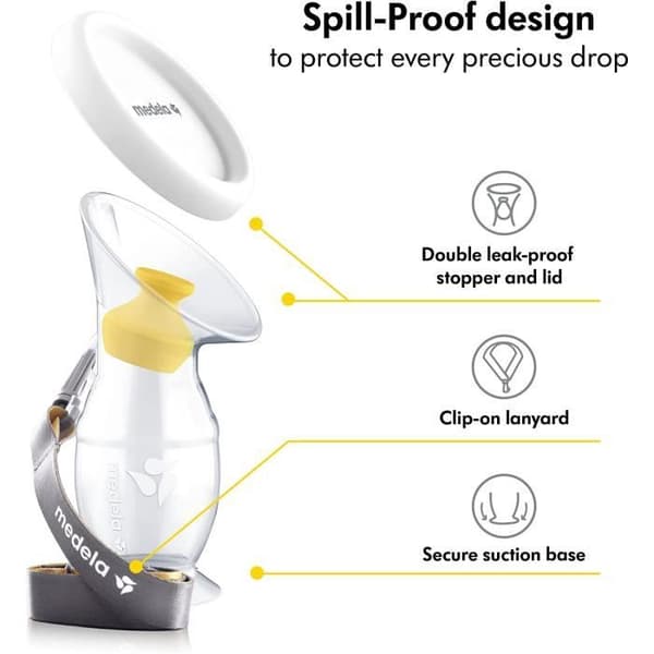 Medela silikonmjölkuppsamlare för ammande mammor, silikonmjölkuppsamlare, mjölkuppsamlare med sugkoppsbas och lock