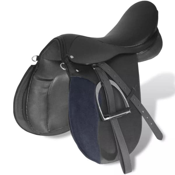 vidaXL Hestesal sett 18 cm, ekte lær, svart, størrelse 17,5”