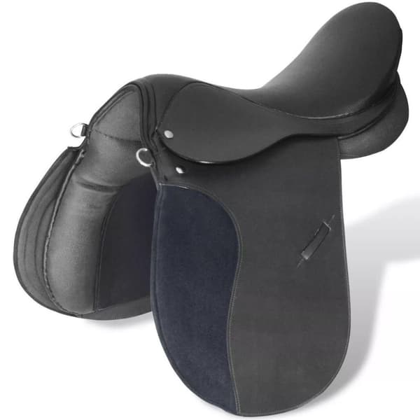vidaXL Hestesal sett 18 cm, ekte lær, svart, størrelse 17,5”