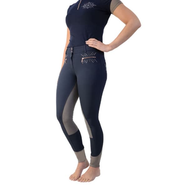 HyFASHION Kvinnor/Damer Kensington Breeches Navy/Taupe/ Rose Gold 34in