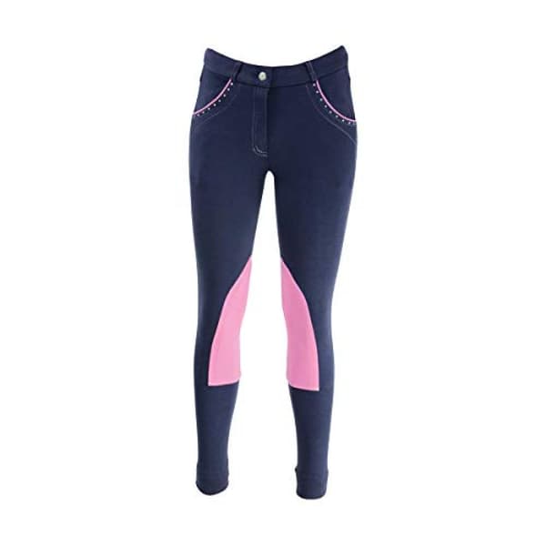 HyPERFORMANCE Børn/børn Darcy Diamante Mizs Jodhpurs Navy/Pink 32in
