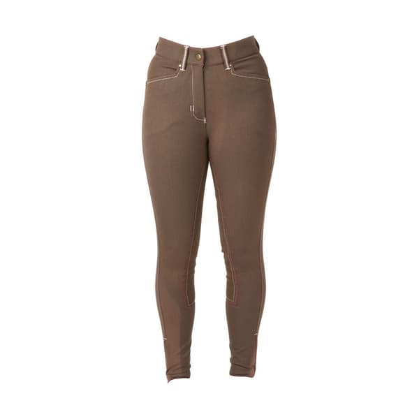 HyPERFORMANCE Womens/Ladies Denim Look With Leather Seat Breeches Brown 26in