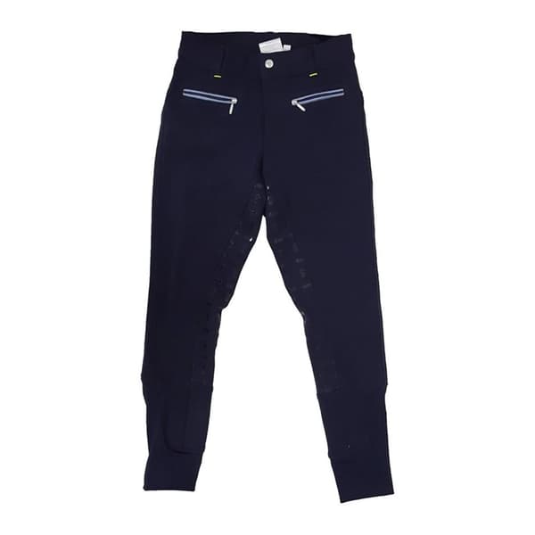Lancelot Childrens/Kids Full Silicone Breeches Navy/Yellow 7-8 Years