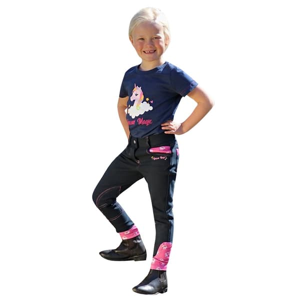 Little Rider Childrens/Kids Unicorn Breeches Navy/Pink 9-10 Years