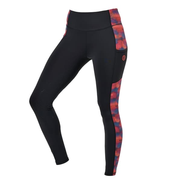 Dublin Womens/Ladies Zora Ikat Gripped Horse Riding Tights Black/Red 18 UK R