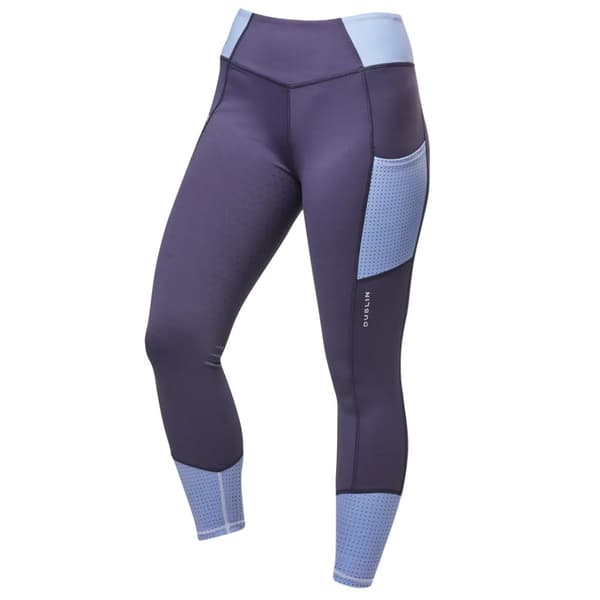 Dublin Womens/Ladies Power Performance Mid Rise Horse Riding Tights Ink/Ocean Blue 18 UK R
