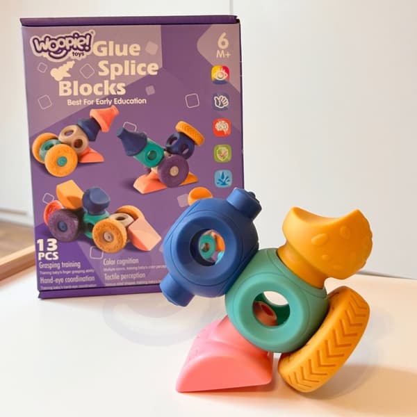 WOOPIE BABY Sensoriske byggeklodser Klemme- og trykpuslespil 13 dele