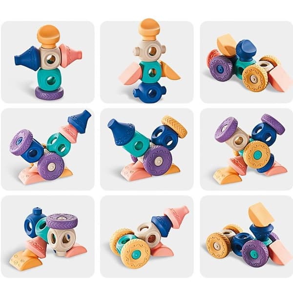 WOOPIE BABY Sensoriske byggeklodser Klemme- og trykpuslespil 13 dele