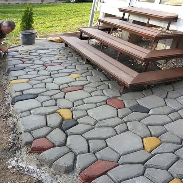 LARS360 Set med 2 schabloner för betong - Form för formverk - För betongplattor, terrassplattor, stenplattor - 43 x 43 x 4 cm