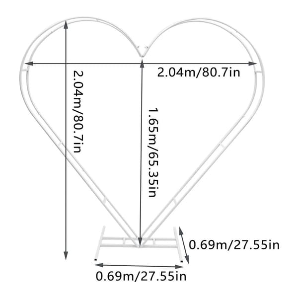 Bröllopsbåge, Elegant Hjärtdesign, Hållbar Stålstruktur,Som visas, 6.7ft