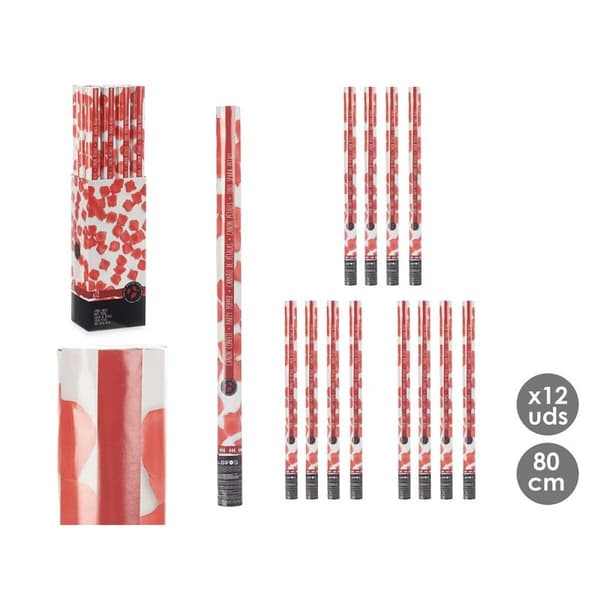 Konfettikanon 9119-80 Röd Papper Papp Plast 5 x 79 x 5 cm (12 antal)