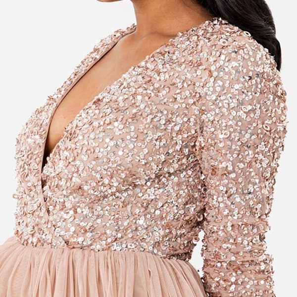 Ceremoni - cocktail - bröllopsklänning Maya deluxe - EG024-MIDI-MM-TAUPEBLUSH