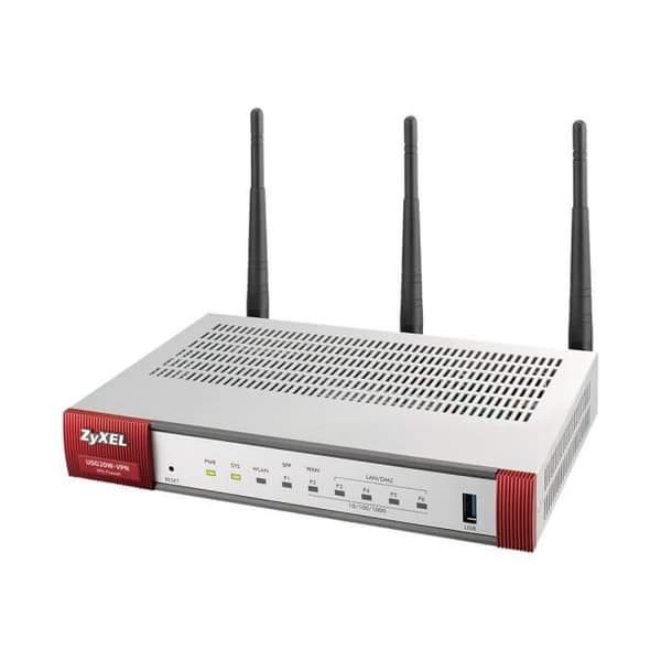 Brandvägg - ZYXEL - USG20W-VPN - 5 portar - Gigabit Ethernet - 802.11ac trådlöst nätverk Grå, Röd