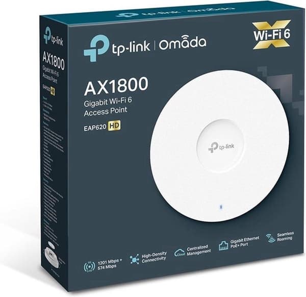 TP-Link Omada EAP620 HD V3.2 - Adgangspunkt - Wi-Fi 6 - 2,4 GHz, 5 GHz - Cloud-administreret - Væg-/loftmontering (EAP620 HD V3)