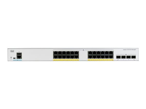 cisco - nätverk: low end swit catalyst 1000 24 port ge poe 4 x 10g sfp svart svart svart- USED