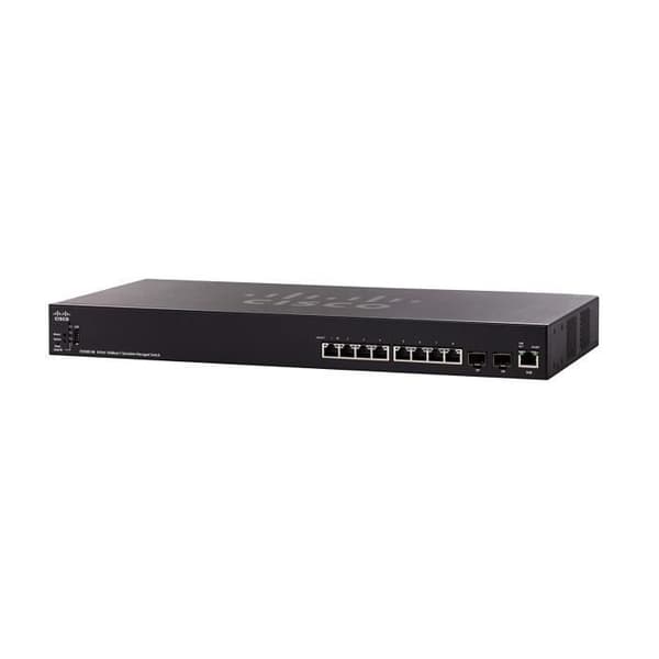 CISCO SX350X-08-K9-EU 8-portar 10GBase-T Stackable Managed Switch- USED Svart