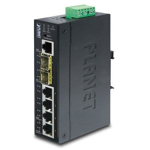 Planet - Switch - L2+ - verwaltet - 4 x 10/100/1000 + 2 x SFP - en DIN-Schiene montierbar - AC 24 V / DC 12 - 48 V () - Blå