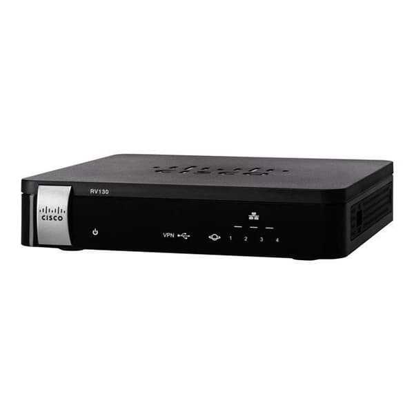 USB 3/4:e generationens multifunktions VPN-router - CISCO - RV130 - 4 portar - Svart- USED Svart