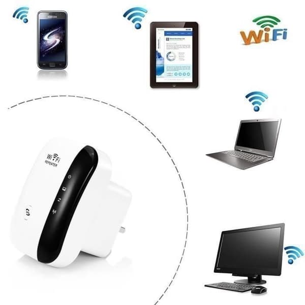 PLUG&amp;SURF universell WiFi-repeater för alla abonnemang - Ökar kvaliteten och avståndet för RJ45 300 Mbps Wi-Fi san Wi-Fi-repeater S03E4
