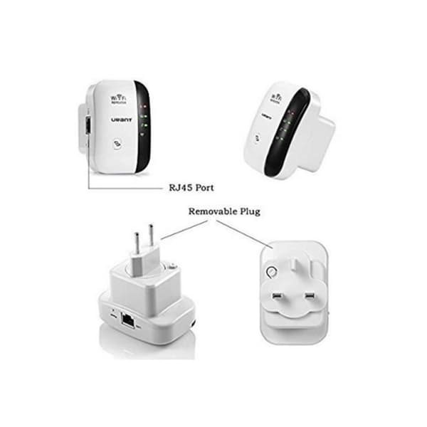WiFi Repeater-förstärkare, 300 Mbps Repeater 2.4G WiFi Extender har AP/Repeater och WPS-funktion, med RJ45-nätverkskabel