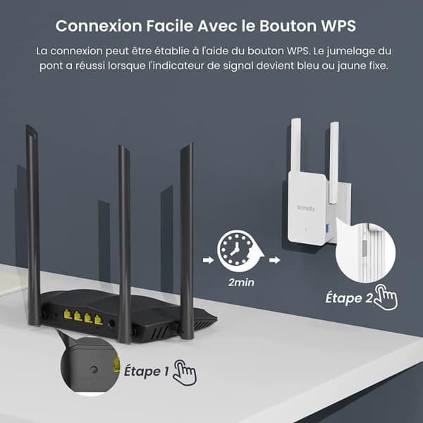 TENDA WiFi Repeater 6 MESH AX3000, Enkel konfiguration, Ethernet-port, 2*5dBi-antenner, WiFi-förstärkare. A33