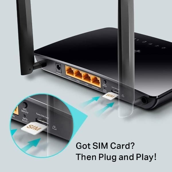 4G LTE WiFi AC1200 Mbps router - TP-Link Archer MR400 - med löstagbara antenner