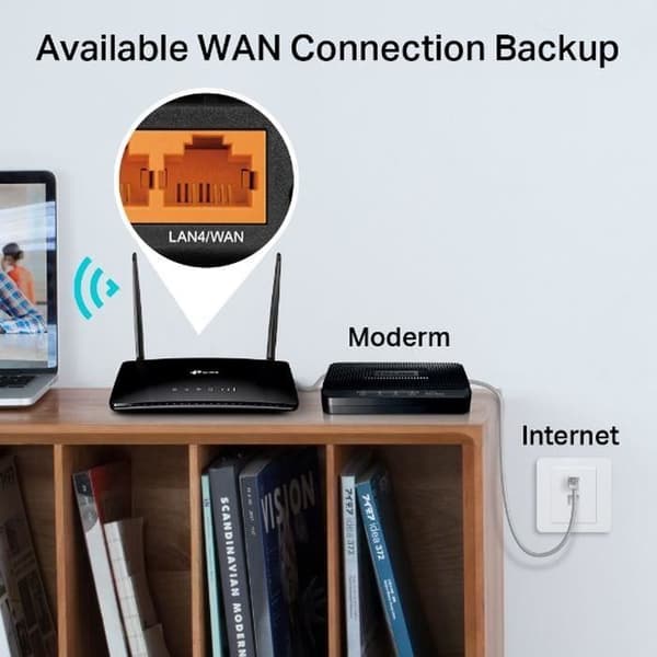 4G LTE WiFi AC1200 Mbps router - TP-Link Archer MR400 - med löstagbara antenner