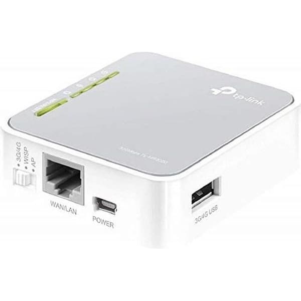 TP-Link 150 Mbps Wi-Fi N-router, 1 USB 2.0-port, 1 Ethernet-port, USB-port för 3G-4G-dongel (TL-MR3020) TL-MR3020 Silver, Vit