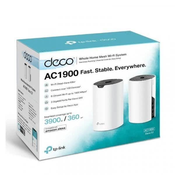 Mesh WiFi Router - TP-Link - Deco S7 - AC1900 - 1300 Mbps (5 GHz) - 600 Mbps (2,4 GHz)