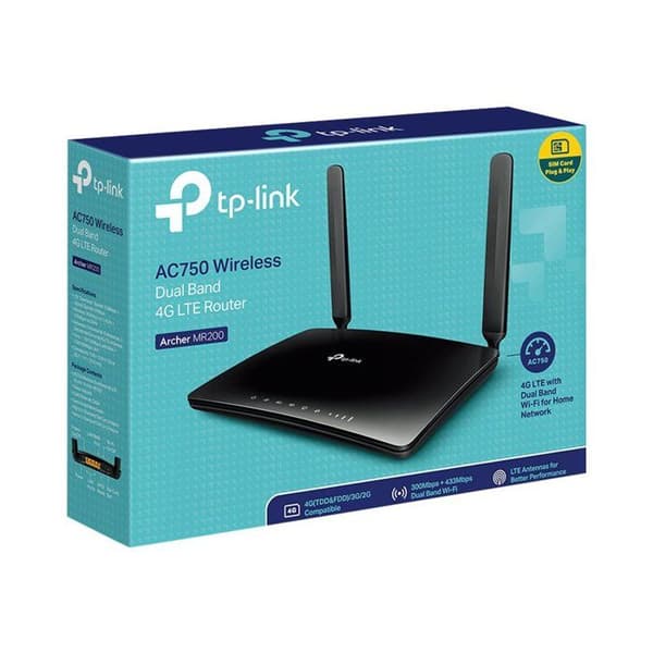 TP-Link Archer MR200 trådlös router Snabb Ethernet Dual-band (2,4 GHz / 5 GHz) 4G Svart Svart