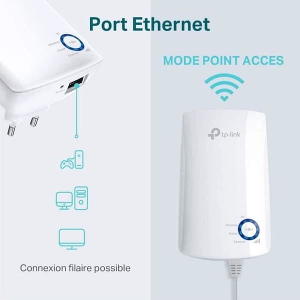 WiFi repeater - TP-LINK - N300 WiFi-förstärkare - WiFi Extender, WiFi Booster - 1 Ethernet-port - TL-WA850RE