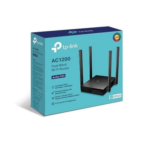 Tp-link Archer C54 Ac1200 Dual Ap Wifi Router/Router, 4x Lan, 1x Wan/ 300mbps 2.4/ 867mbps 5ghz, Right To Plug, Indoor,