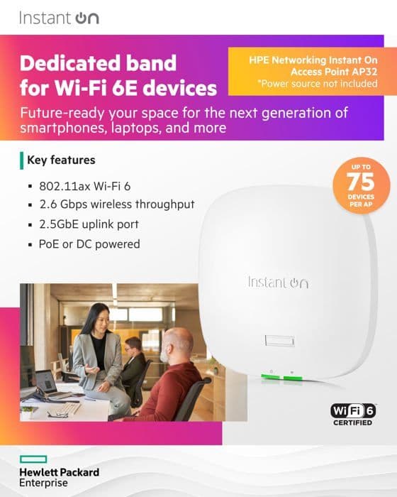 Åtkomstpunkt - HPE - AP32 - Wi-Fi 6E - Tri Band - Dual Radio 2x2