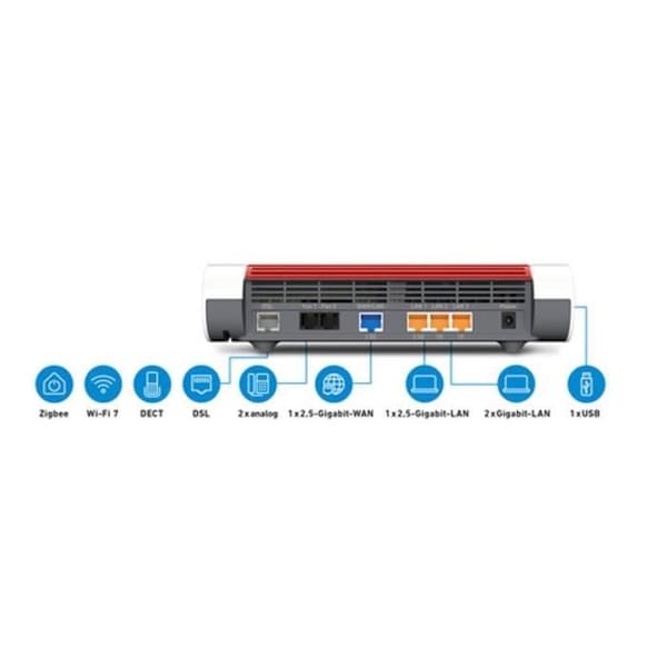 Trådlös router AVM - FRITZ!Box 7690 - 2.5 Gigabit Ethernet - Wi-Fi 7 - Dual-band - Vit