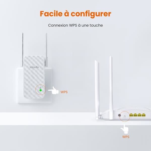 TENDA 300 Mbps WIFI Repeater, enkel installation, 200㎡ täckning, väggmonteringsdesign, wifi-booster. A9
