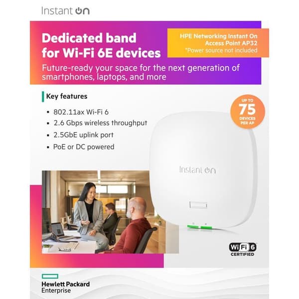 Åtkomstpunkt - HPE - AP32 - Wi-Fi 6E - Tri Band - Dual Radio 2x2
