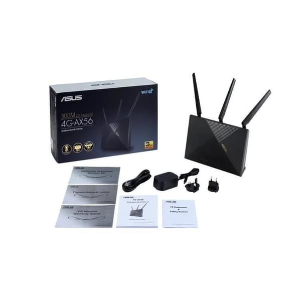 4G-AX56 router - ASUS - WiFi 6 - Hastighet upp till 1800 Mbps - 4 LAN-portar - 80 MHz