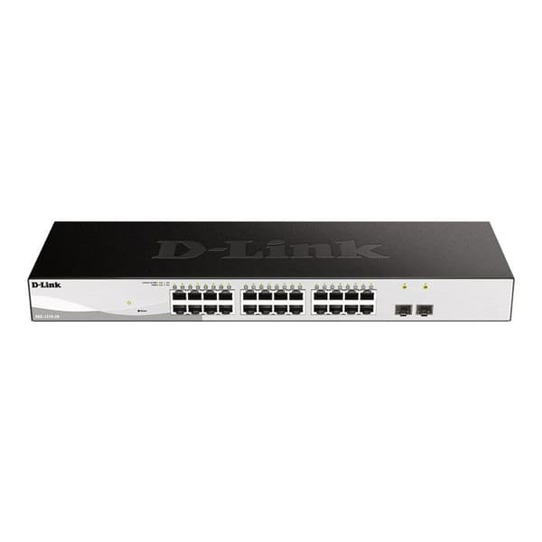 Brand Link D Model DGS-1210-26/E Interface - 24 10/100/1000BASE-TX-portar - 2 SFP Performance-portar - Switchkapacitet: Svart, Grå