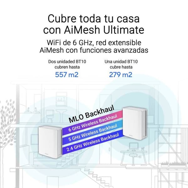 Trådlös router - ASUS - ZenWiFi BT10 - Tri-band - Wi-Fi Mesh - 18 Gbps