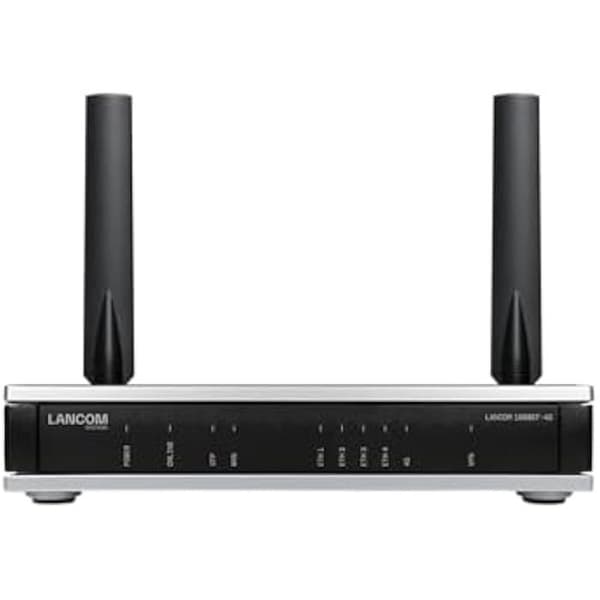 Router - LANCOM - 1800EF-4G - 4G LTE 300 Mbit/s - Optisk fiber - Gigabit Ethernet Svart, Silver