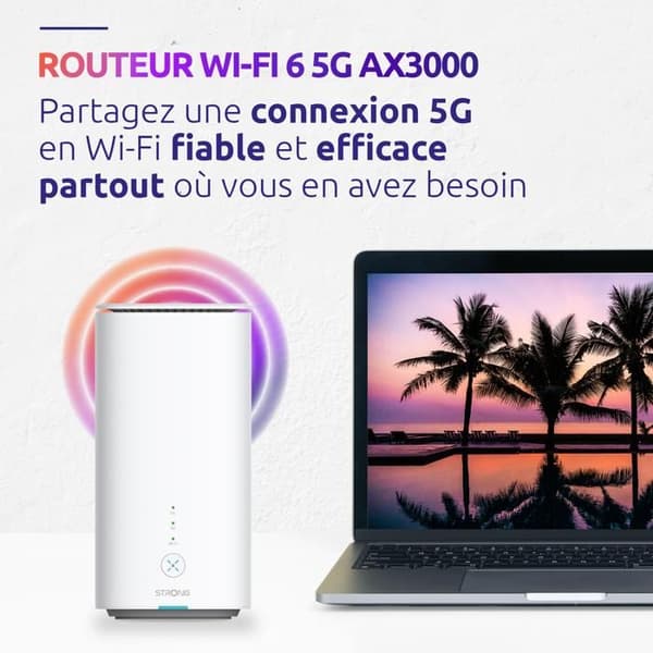 Modem Router 5G Wifi 6 - STRONG - AX3000 - 3,2 Gbps - 2 x RJ45 - Nano-Sim Alla Operatörer