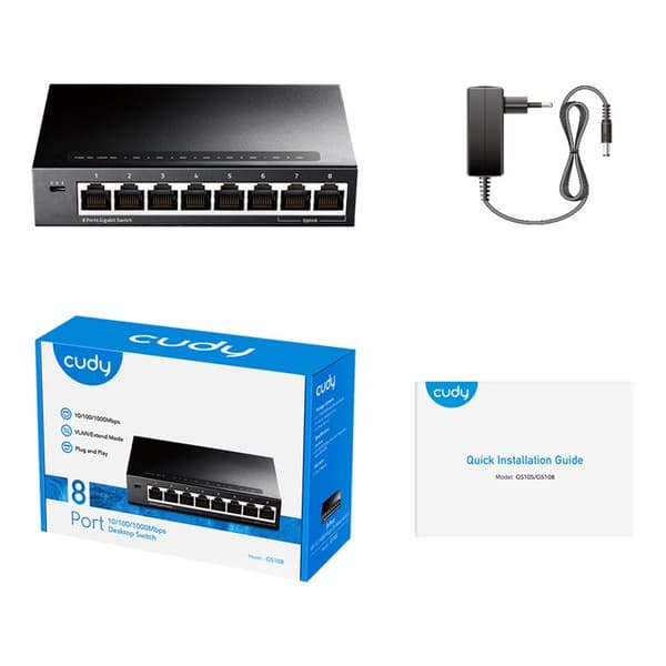Switch - Cudy - GS108 - 8 portar RJ-45 - Gigabit - Icke hanterad
